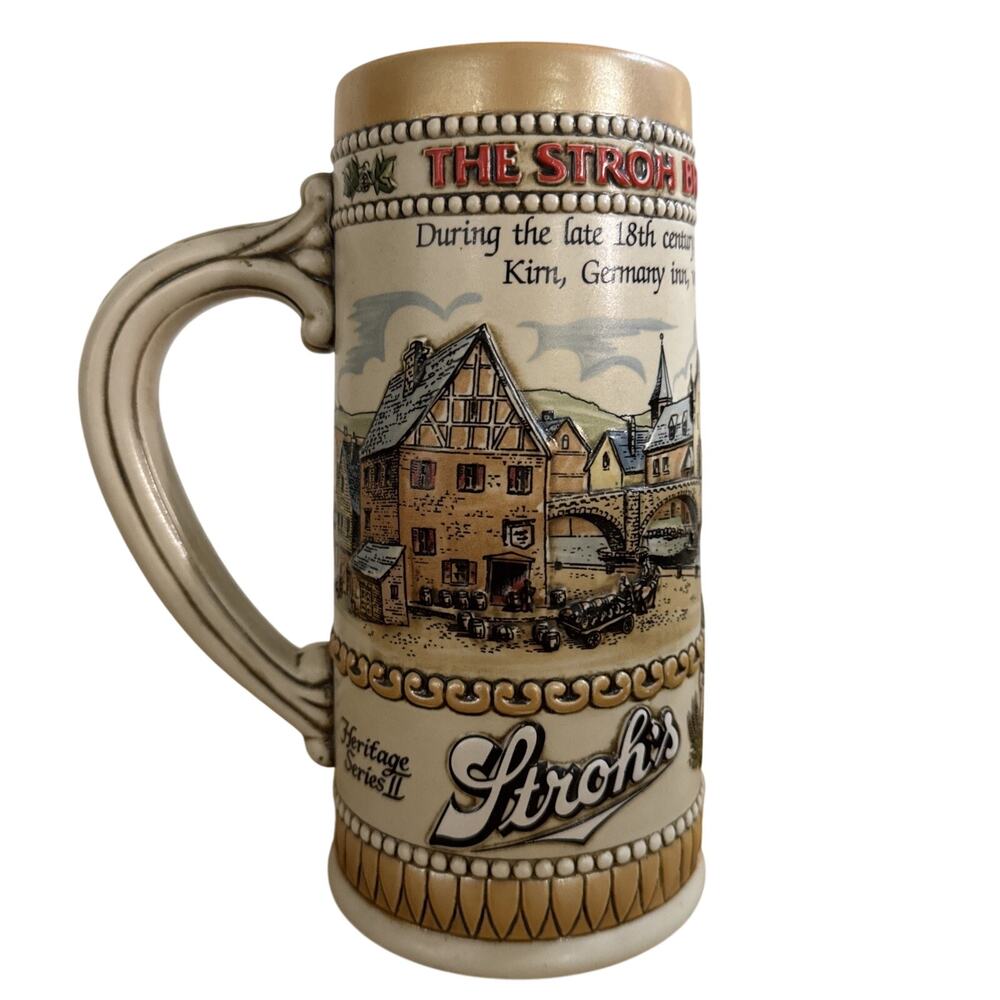Vintage Strohs Beer Stein Heritage Series II Ceramarte Brazil Kirn Inn Mug